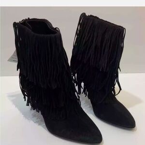 NWT Zara Fringe Heels Boots Shoes
